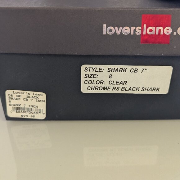 Y2K Tabu Chrome Black Shark Platform Stiletto Stripper Heels Rhinestone Studs 8 - Picture 11 of 12